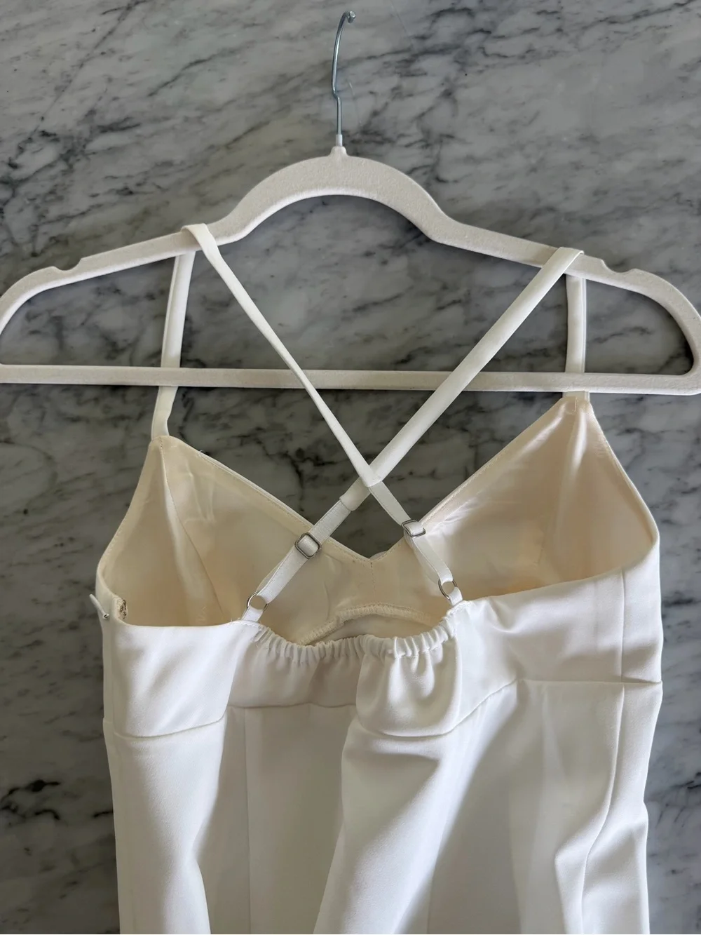 Altered Straps Sandy Liang Women's White Slip Midi Dress  Detail Size 2